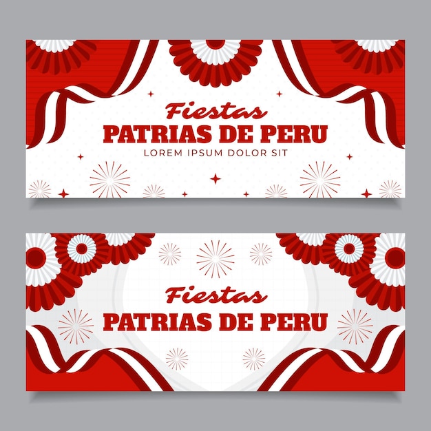 Vettore gratuito set di banner piatto fiestas patrias de peru