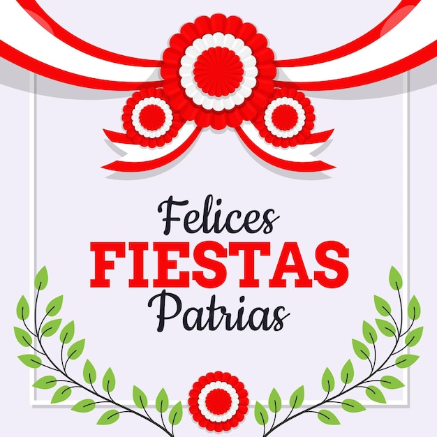 Flat fiestas patrias de peru illustration