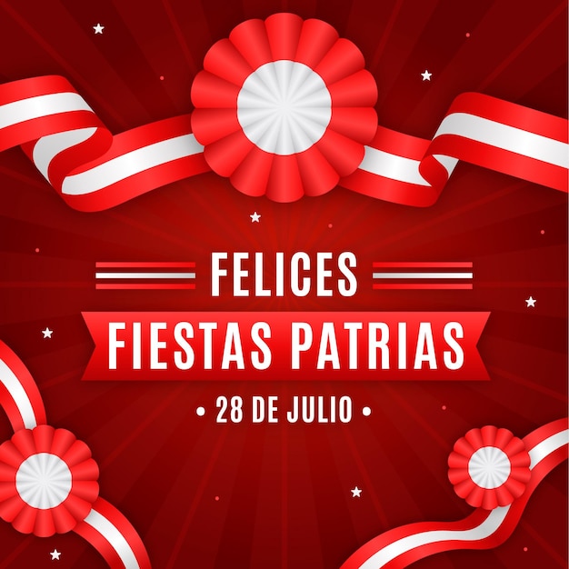 Flat fiestas patrias de peru illustration