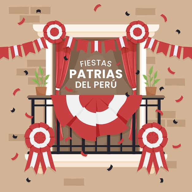 Free vector flat fiestas patrias de peru illustration