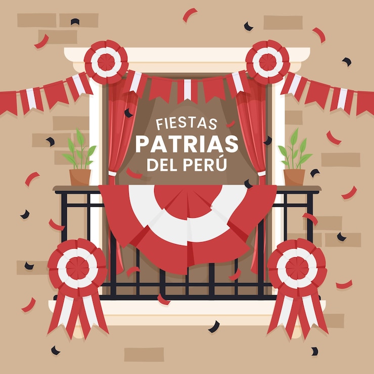 Free Vector flat fiestas patrias de peru illustration