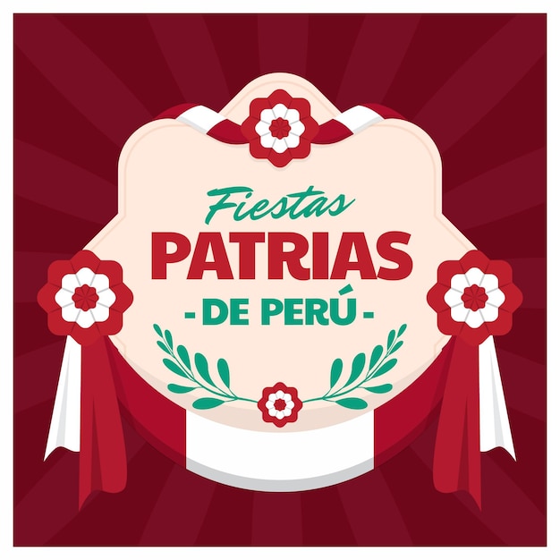 Free vector flat fiestas patrias de peru illustration