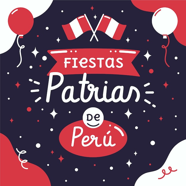 Flat fiestas patrias deperuイラスト