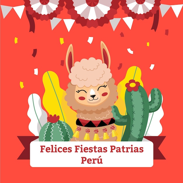 Flat fiestas patrias deperuイラスト