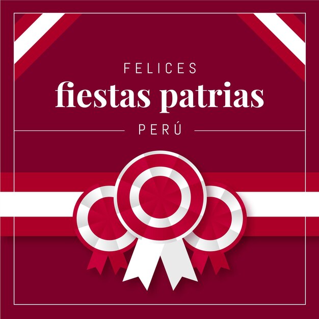 flat fiestas patrias de peru illustration
