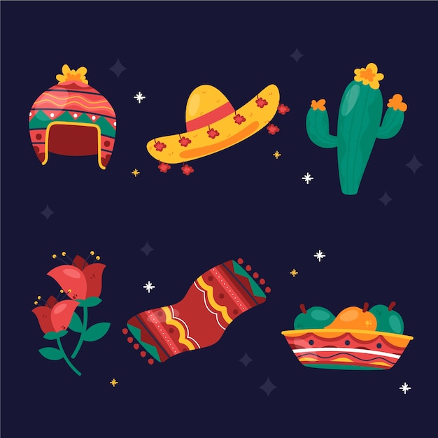 Free vector flat fiestas patrias elements collection