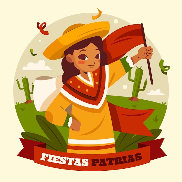 Free Vector flat fiestas patrias peru illustration