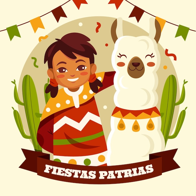 Free Vector flat fiestas patrias peru illustration