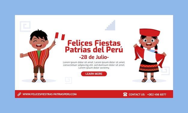 Flat fiestas patrias peru social media promo template