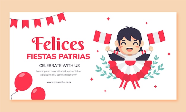 Flat fiestaspatriasperuソーシャルメディアプロモーションテンプレート