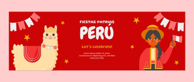 Flat fiestas patrias peru twitter header