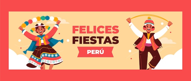 Flat fiestas patrias peru twitter header