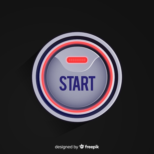 Free vector flat finger pressing red start button