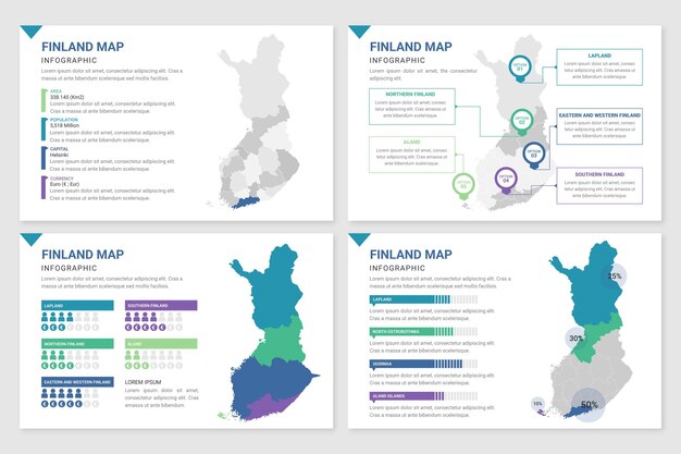 Flat finland map infographic