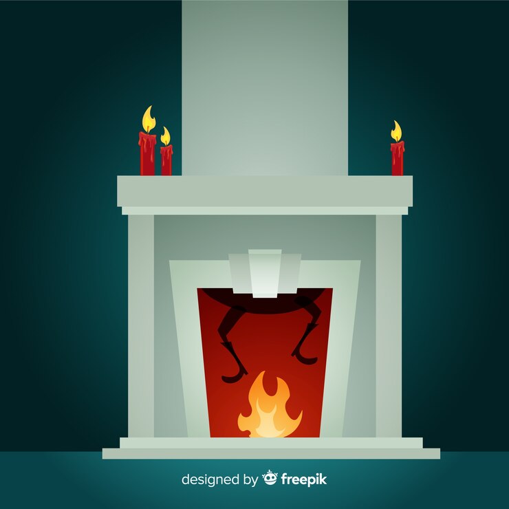무료 Vector 플랫 벽난로 장면