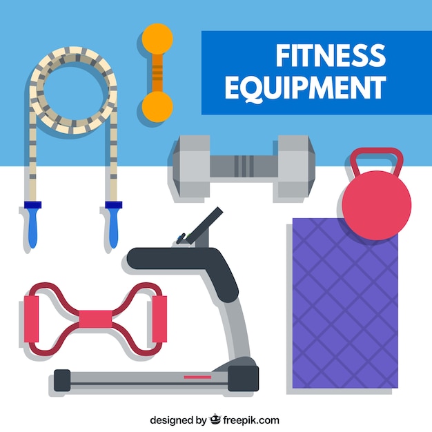 Free vector flat fitness equipment