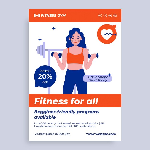 Flat fitness gym flyer