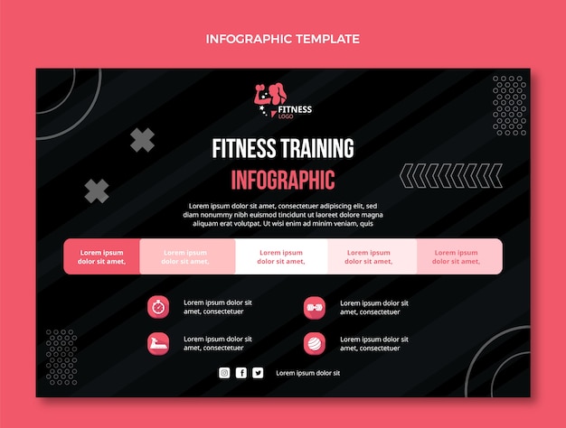 무료 벡터 플랫 피트 니스 infographic 템플릿