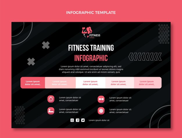 Плоский фитнес-инфографический шаблон