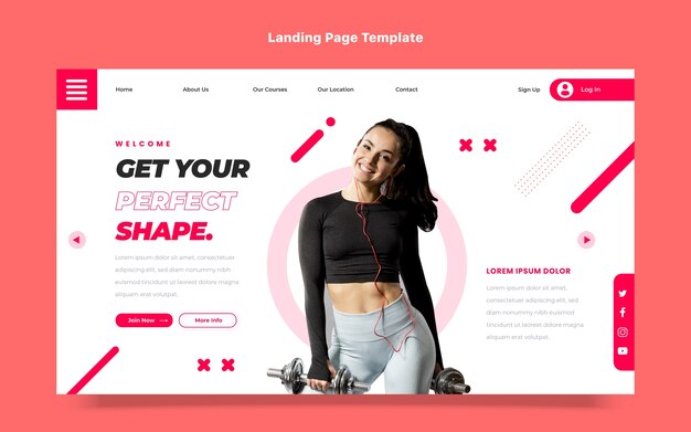 Flat fitness landing page template