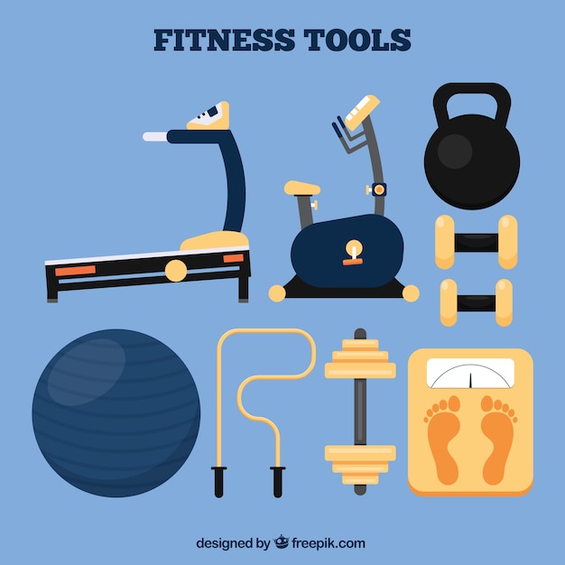 Free vector flat fitness tools collection