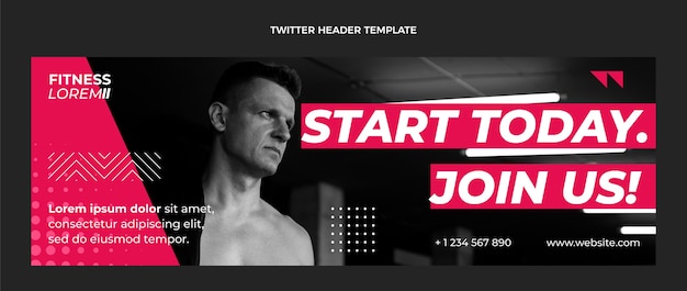 Free vector flat fitness twitter header