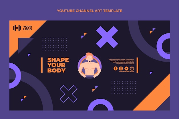 Vettore gratuito arte del canale youtube flat fitness