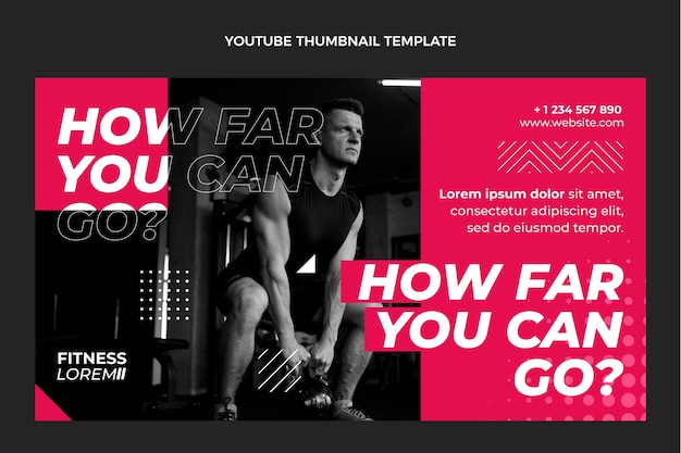 Free vector flat fitness youtube thumbnail