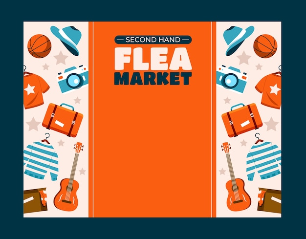 Free vector flat flea market shopping photocall template