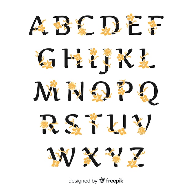 Бесплатное векторное изображение Плоский цветочный алфавит