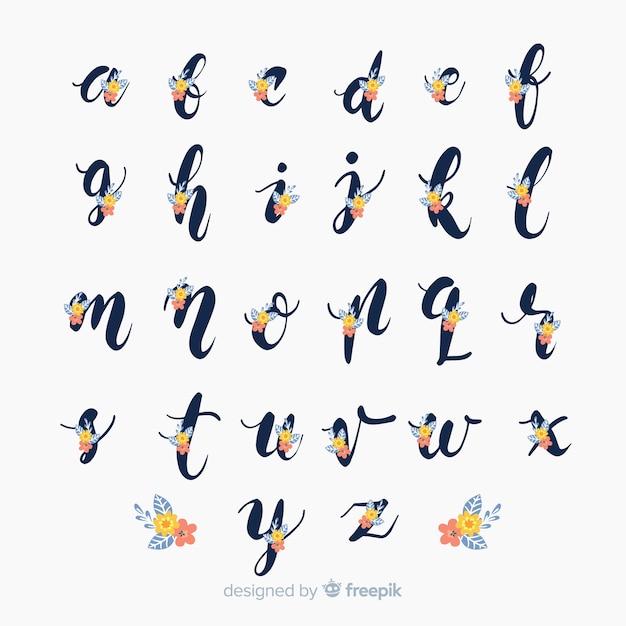 Free vector flat floral alphabet
