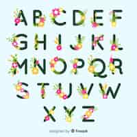 Free vector flat floral alphabet