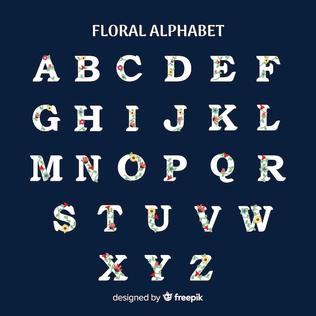 Flat floral alphabet