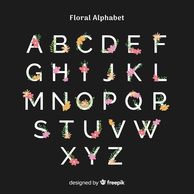 Free vector flat floral alphabet