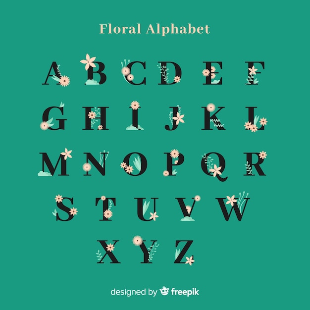 Free vector flat floral alphabet