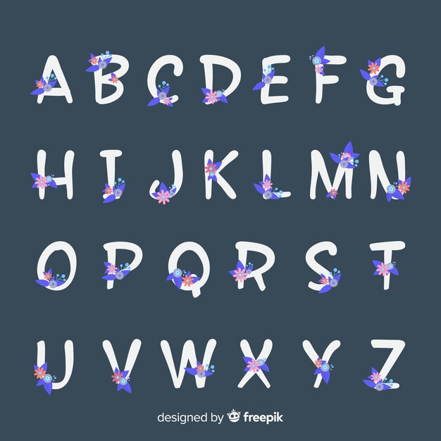 flat floral alphabet