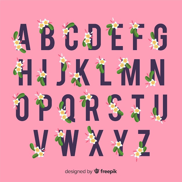 Free vector flat floral alphabet