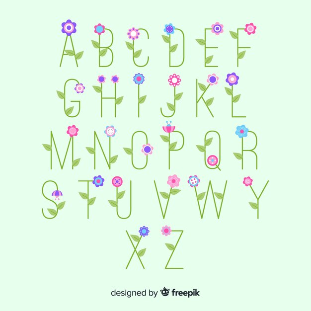 Flat floral alphabet