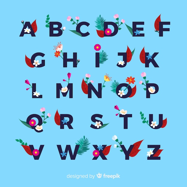 Flat floral alphabet