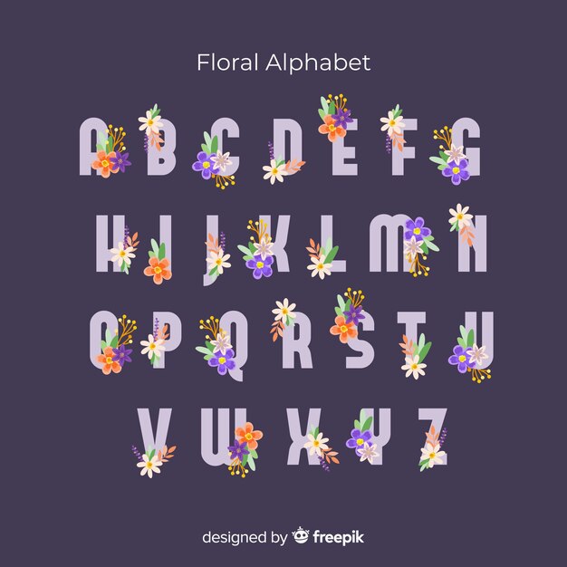 Flat floral alphabet