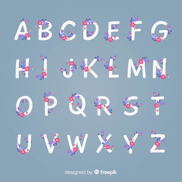 flat floral alphabet