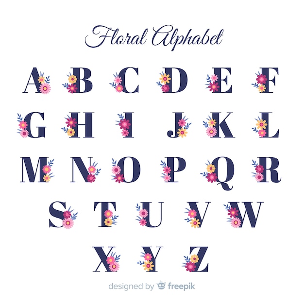 Flat floral alphabet