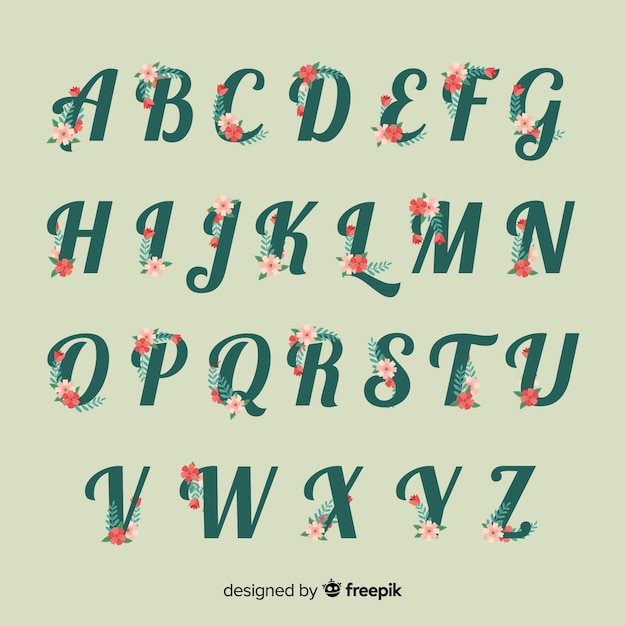 Flat floral alphabet