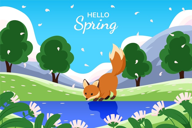 Бесплатное векторное изображение Плоский цветочный фон для весны