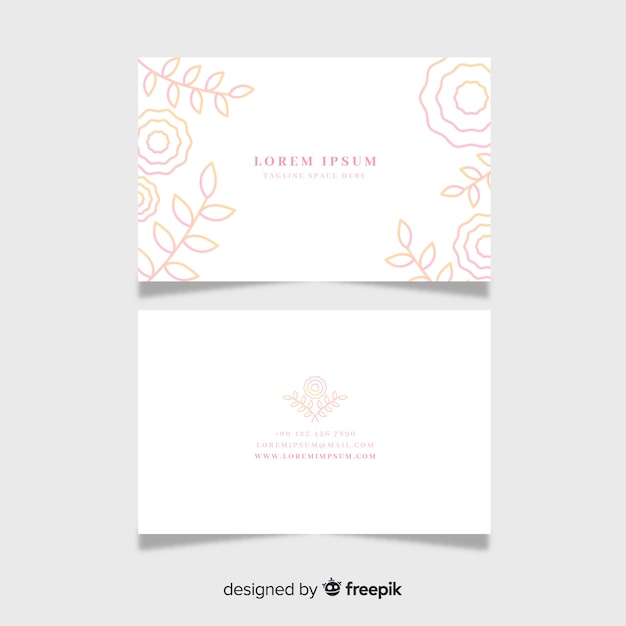 Flat floral business card template