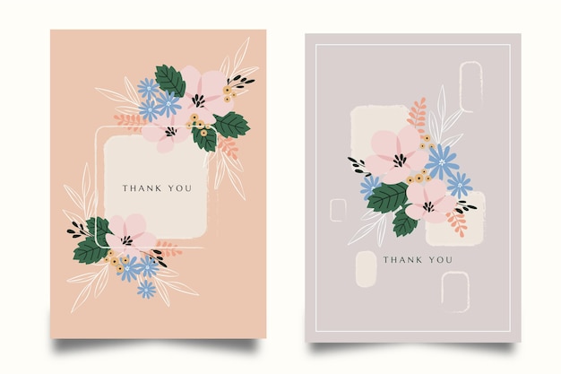 Free vector flat floral cards collection