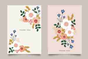 Free vector flat floral cards collection