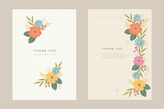 Free vector flat floral cards collection