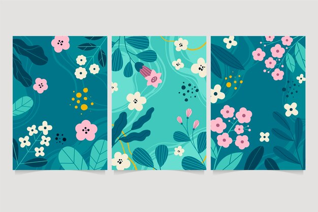 Flat floral cards collection
