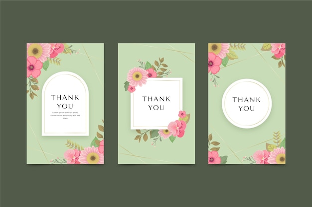 Free vector flat floral cards set